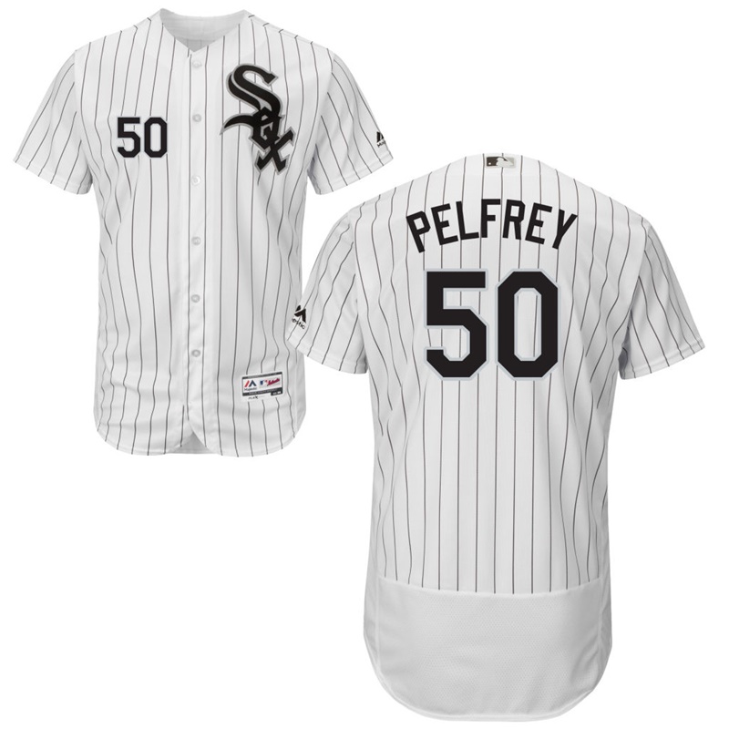 Men Chicago White Sox Mike Pelfrey #50 White Home Flex Base Jersey