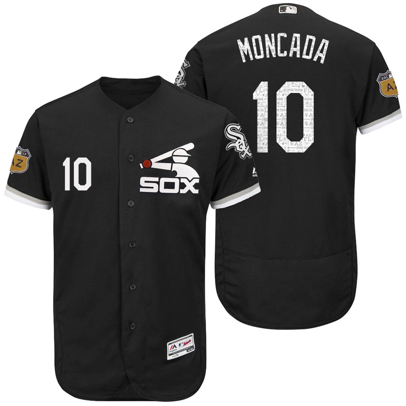 Chicago White Sox Yoan Moncada #10 Black 2017 Spring Training Flex Base Jersey