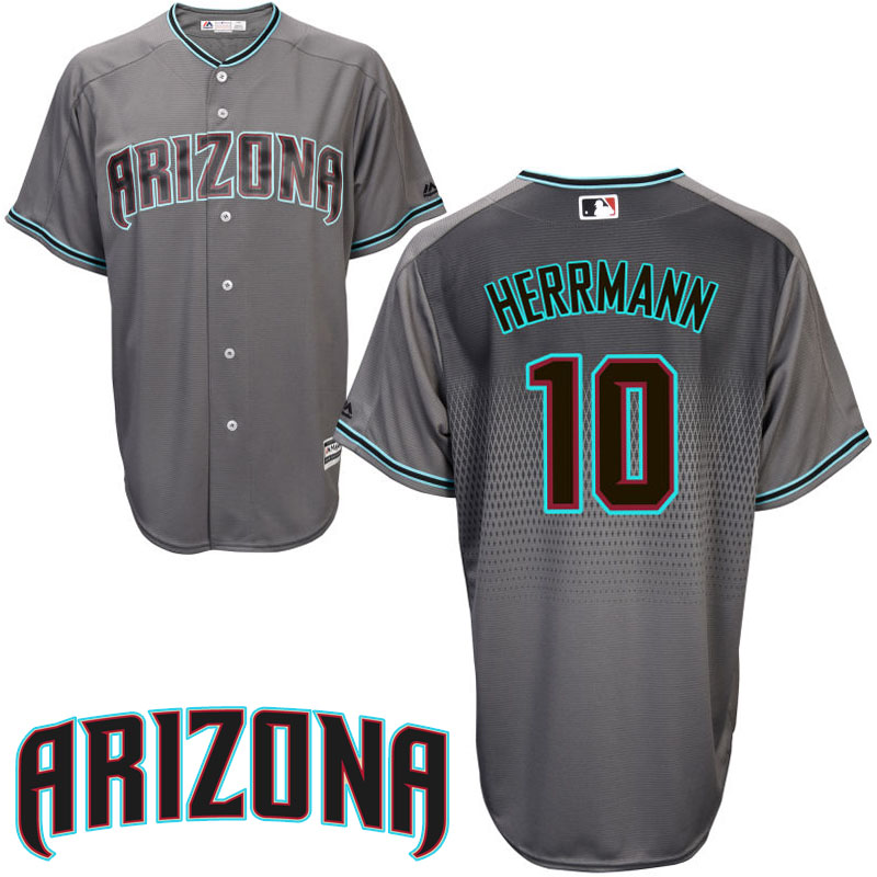 Arizona Diamondbacks Chris Herrmann #10 Gray/Aqua Official Cool Base Jersey