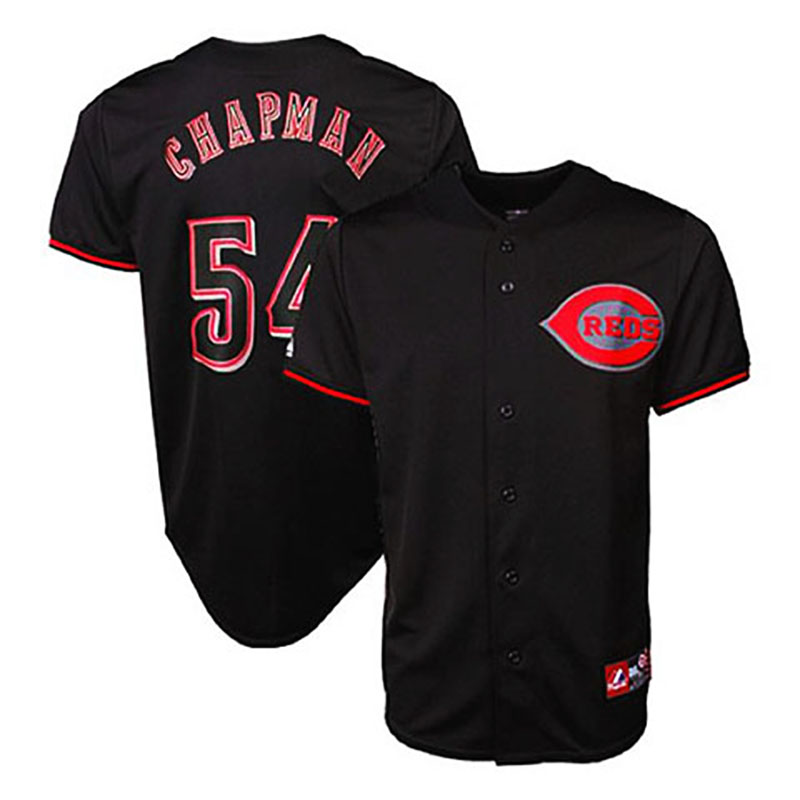 Cincinnati Reds #54 Aroldis Chapman Black Fashion Jersey