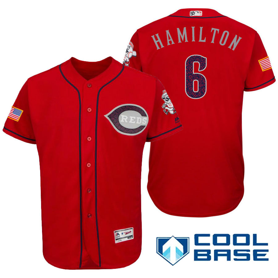 Cincinnati Reds #6 Billy Hamilton Red Stars & Stripes 2016 Independence Day Cool Base Jersey