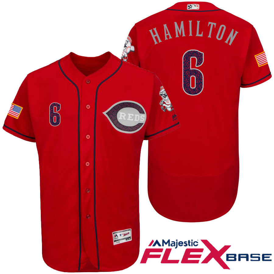 Cincinnati Reds #6 Billy Hamilton Red Stars & Stripes 2016 Independence Day Flex Base Jersey