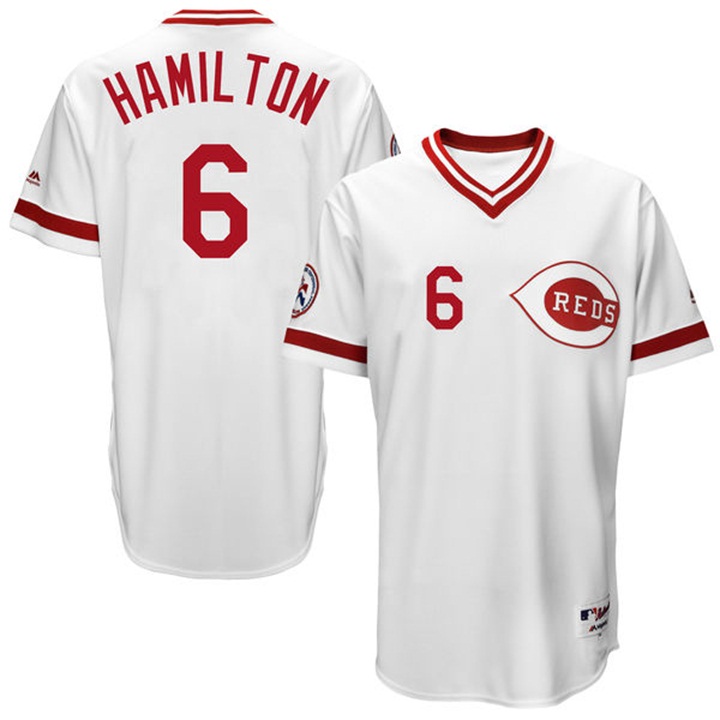 Cincinnati Reds Billy Hamilton #6 Majestic White Authentic Turn Back the Clock Jersey