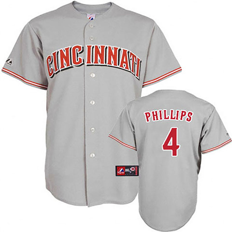 Cincinnati Reds #4 Brandon Phillips Cool Base Grey Jersey