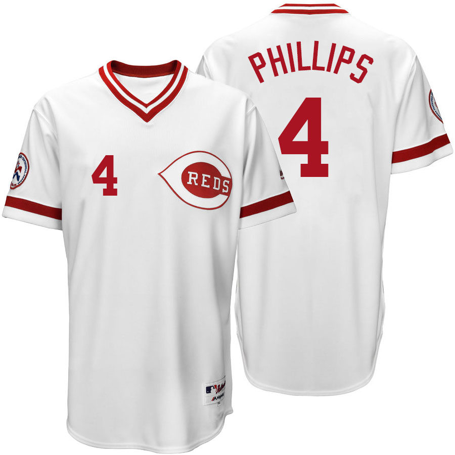 Cincinnati Reds Brandon Phillips #4 Majestic White Authentic Turn Back the Clock Jersey