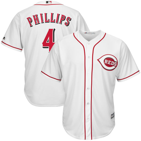 Cincinnati Reds #4 Brandon Phillips Majestic White Official Cool Base Player Jersey