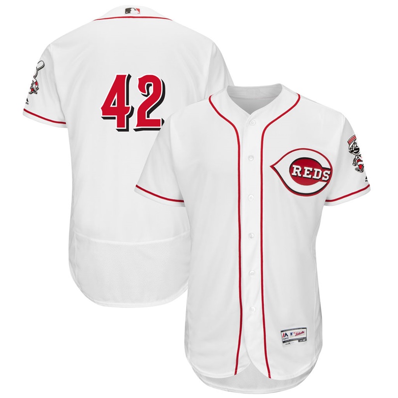 Men Cincinnati Reds Jackie Robinson #42 White Commemorative Flex Base Jersey