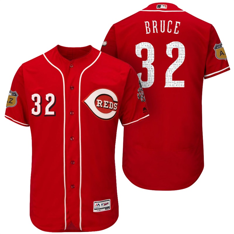 Cincinnati Reds Jay Bruce #32 Scarlet 2017 Spring Training Cactus League Patch Authentic Collection Flex Base Jersey