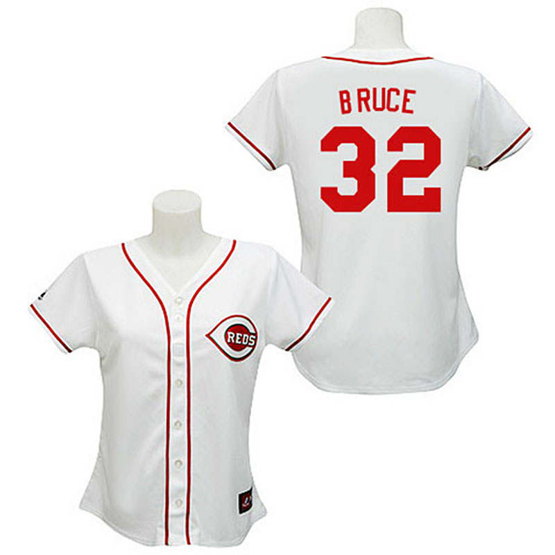 Cincinnati Reds #32 Jay Bruce White Women's Fashion Jersey