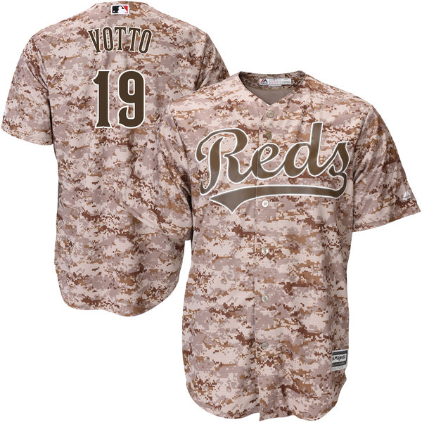 Cincinnati Reds #19 Joey Votto Majestic Camo Official Cool Base Player Jersey