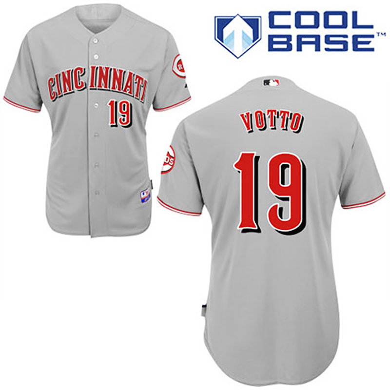 Cincinnati Reds #19 Joey Votto Grey Cool Base Jersey