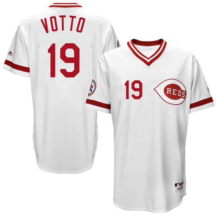 Cincinnati Reds Joey Votto #19 Majestic White Authentic Turn Back the Clock Jersey