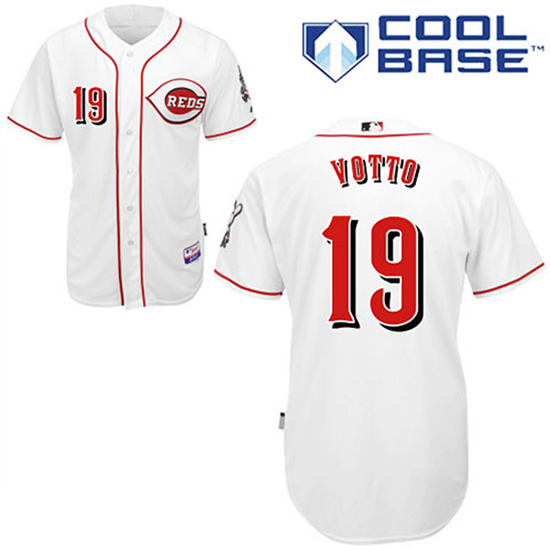 Cincinnati Reds #19 Joey Votto White Cool Base Jersey