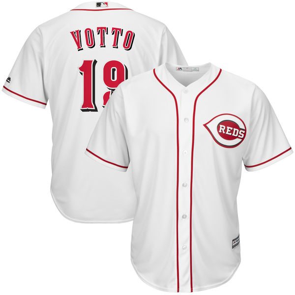 Cincinnati Reds #19 Joey Votto Majestic White Official Cool Base Player Jersey