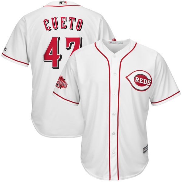 Cincinnati Reds #47 Johnny Cueto Majestic White Official Cool Base Player Jersey