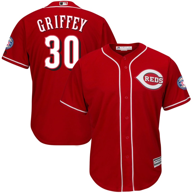 Cincinnati Reds Ken Griffey Jr. Red Home 2016 Hall Of Fame Induction Cool Base Jersey with Sleeve Patch