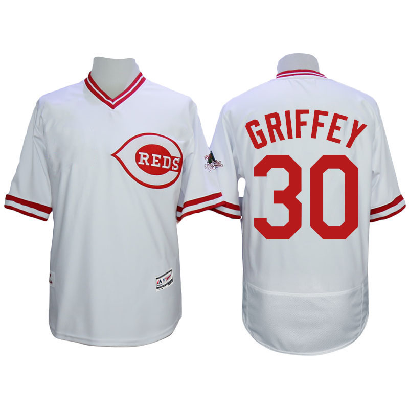 Cincinnati Reds Ken Griffey Jr #30 White Authentic Collection Flexbase Player Jersey