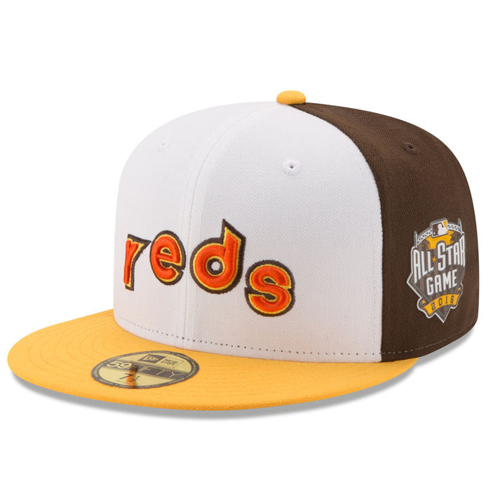 Cincinnati Reds New Era White/Yellow Home Run Derby 2016 All-Star Game Patch Authentic Collection 59FIFTY Fitted Hat