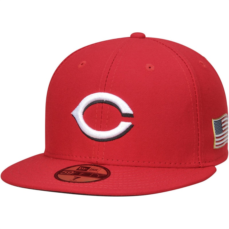 Cincinnati Reds Red On Field 9/11 Side Patch US Flag 59FIFTY Flex Hat