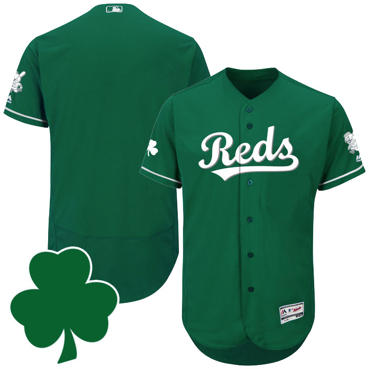 Cincinnati Reds St. Patricks Day Green Celtic Flexbase Authentic Collection Jersey