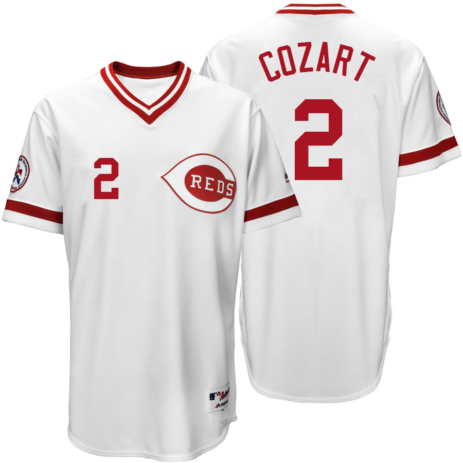 Cincinnati Reds Zack Cozart #2 Majestic White Authentic Turn Back the Clock Jersey