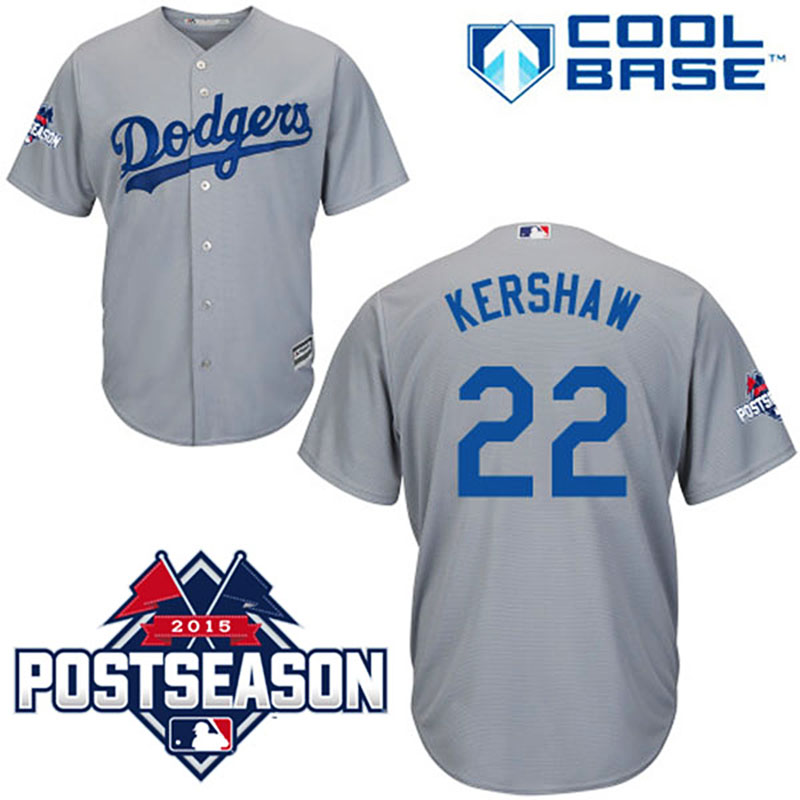 Los Angeles Dodgers #22 Clayton Kershaw Gray Cool Base Road Jersey