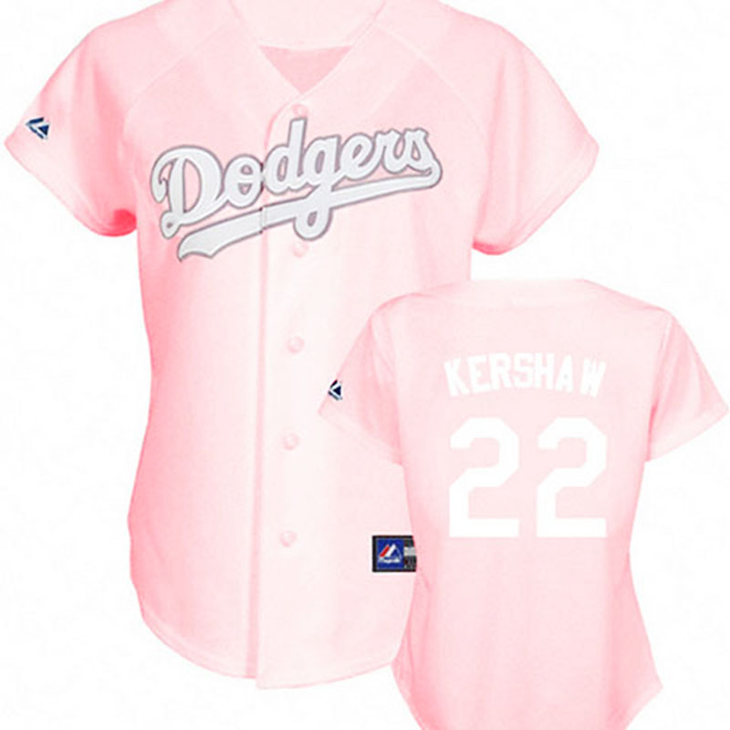 Los Angeles Dodgers #22 Clayton Kershaw Pink Lady Fashion Women Jersey