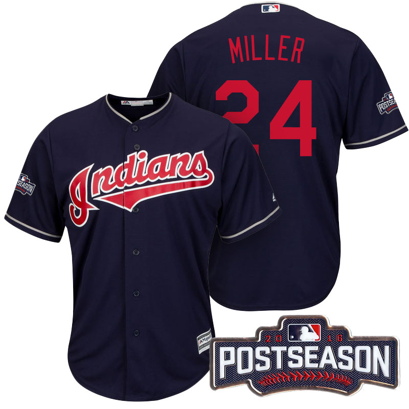 Cleveland Indians Andrew Miller #24 Navy 2016 Postseason Patch Cool Base Jersey