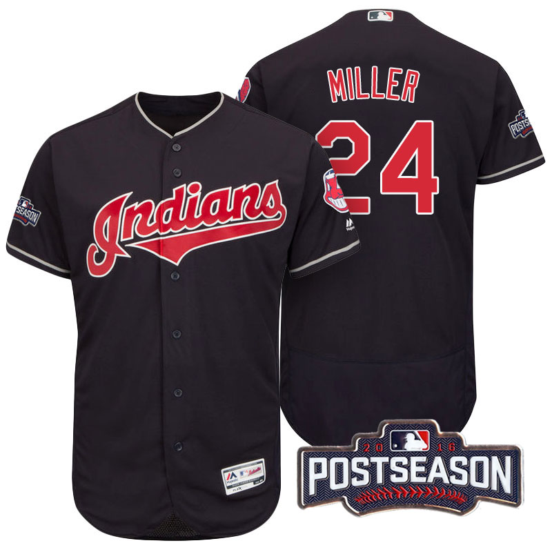 Cleveland Indians Andrew Miller #24 Navy 2016 Postseason Patch Flex Base Jersey