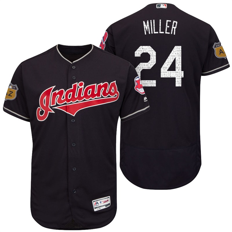 Cleveland Indians Andrew Miller #24 Navy 2017 Spring Training Cactus League Patch Authentic Collection Flex Base Jersey