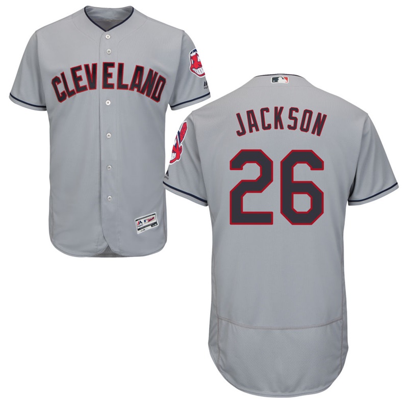 Men Cleveland Indians Austin Jackson #26 Gray Road Flex Base Jersey