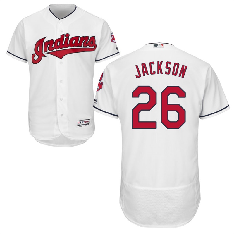 Men Cleveland Indians Austin Jackson #26 White Home Flex Base Jersey