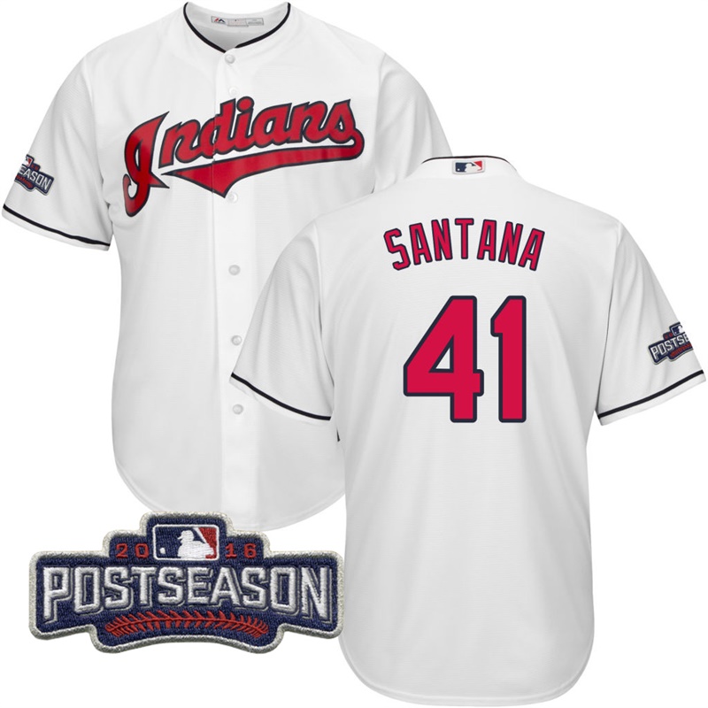 Cleveland Indians Carlos Santana #41 AL Central Division Champions White 2016 Postseason Patch Cool Base Jersey