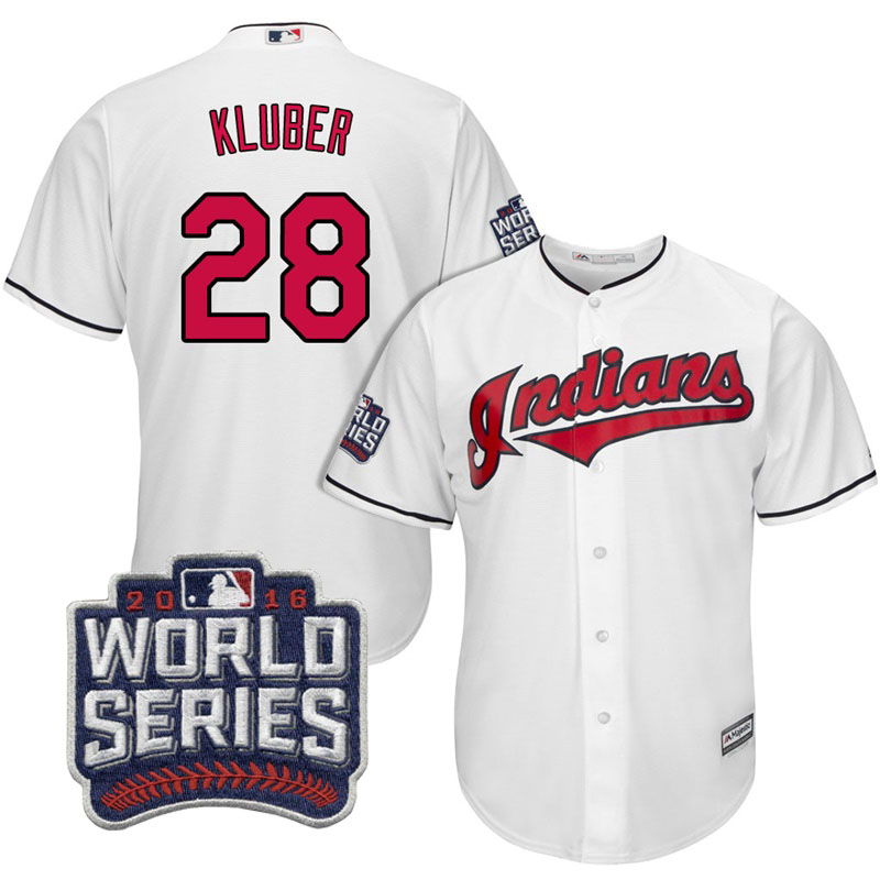 Cleveland Indians Corey Kluber #28 White 2016 World Series Bound Cool Base Jersey