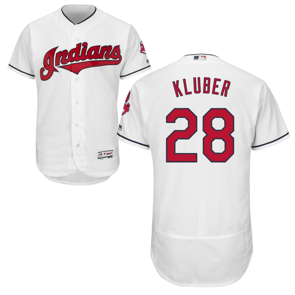 Cleveland Indians Corey Kluber #28 Home White Authentic Collection Flex Base Jersey