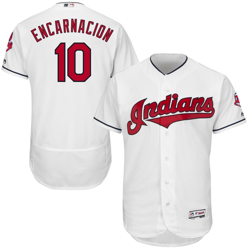 Cleveland Indians Edwin Encarnacion #10 White Authentic Collection Flex Base Jersey