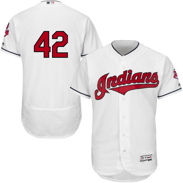 Cleveland Indians Jackie Robinson #42 Majestic White Authentic Collection Flexbase Jersey