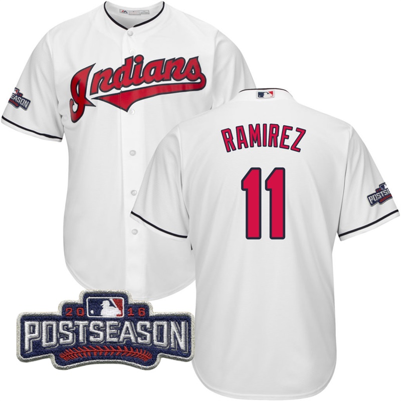 Cleveland Indians Jose Ramirez #11 AL Central Division Champions White 2016 Postseason Patch Cool Base Jersey