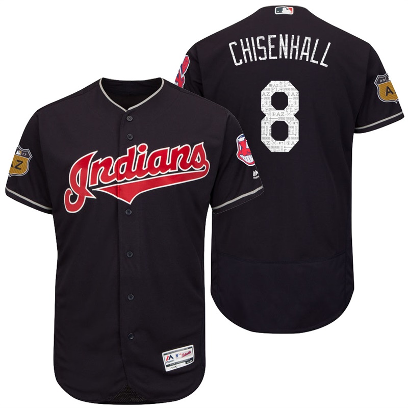 Cleveland Indians Lonnie Chisenhall #8 Navy 2017 Spring Training Cactus League Patch Authentic Collection Flex Base Jersey