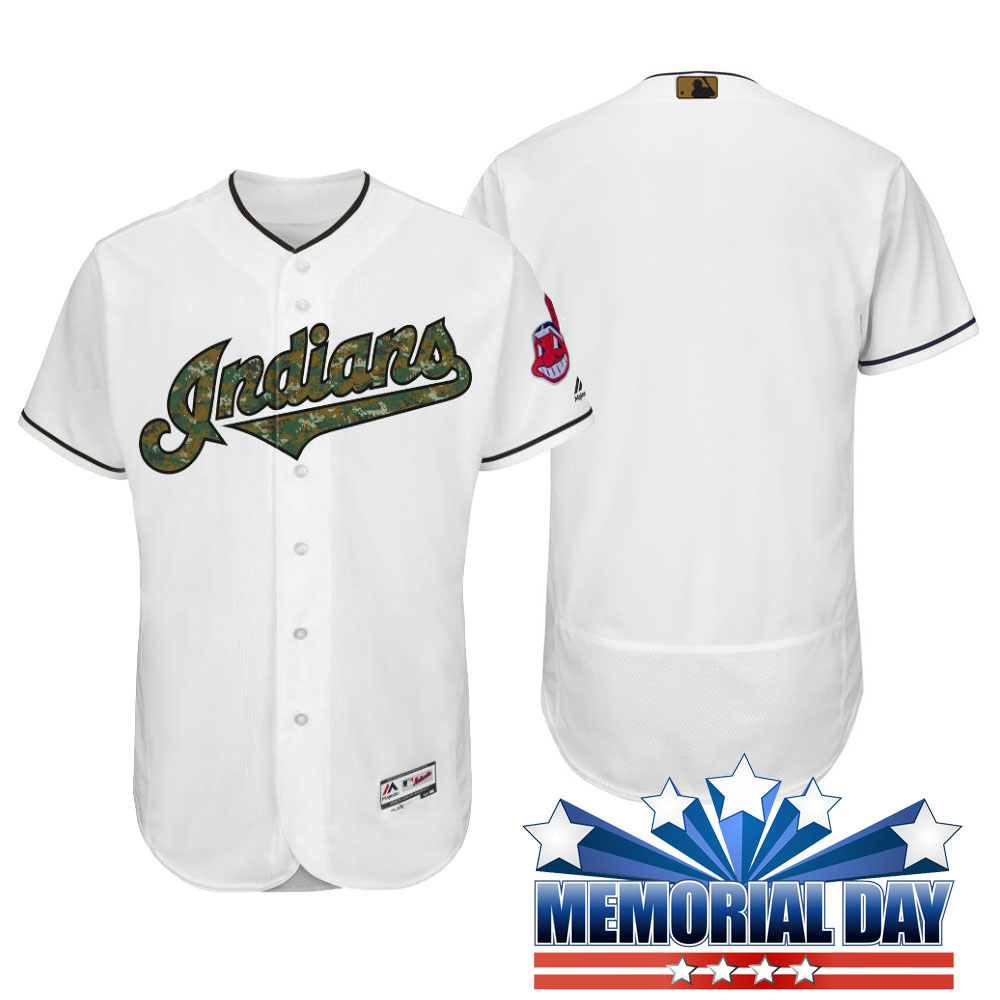 Cleveland Indians Memorial Day White Camo Flex Base Team Jersey