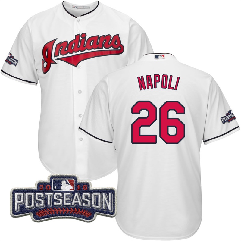 Cleveland Indians Mike Napoli #26 AL Central Division Champions White 2016 Postseason Patch Cool Base Jersey