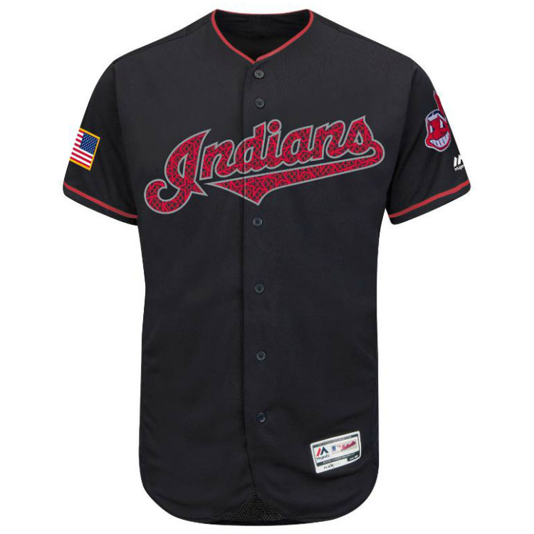 Cleveland Indians Majestic Navy 2016 Independence Day Stars & Stripes Flex Base Team Jersey