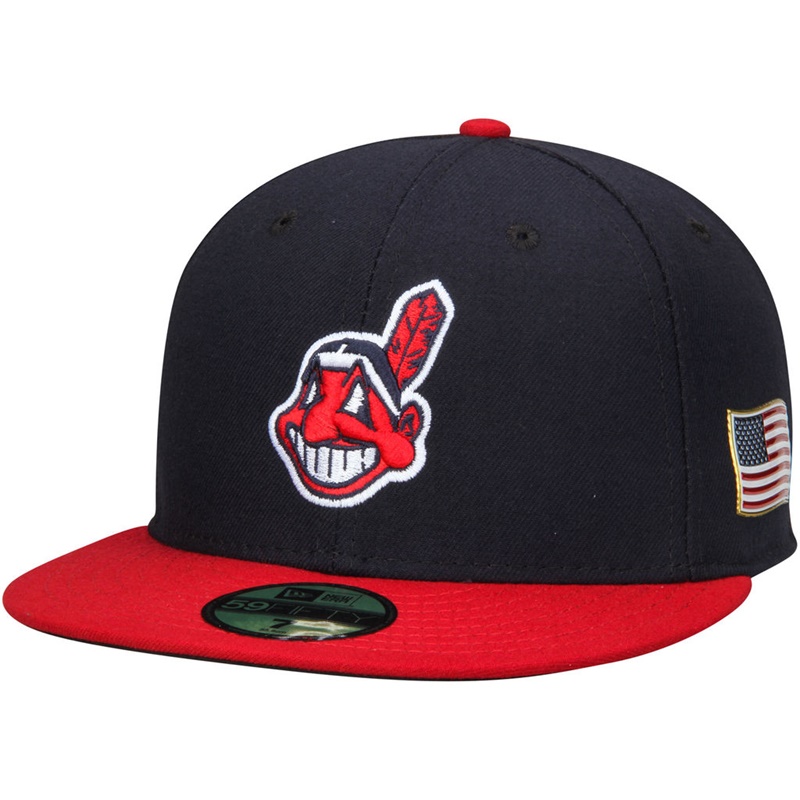 Cleveland Indians Navy On Field 9/11 Side Patch US Flag 59FIFTY Flex Hat