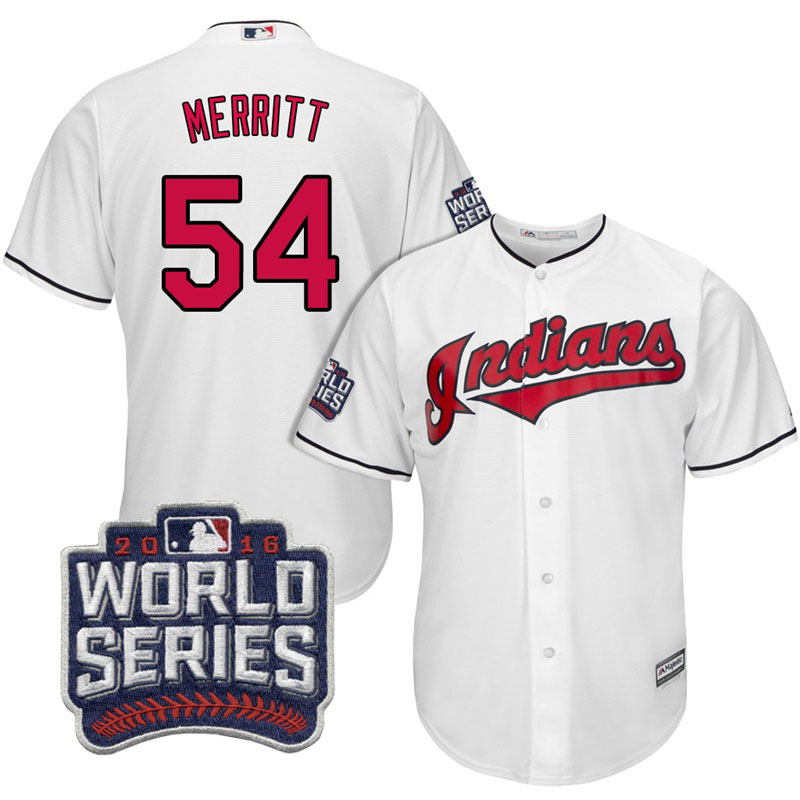 Cleveland Indians Ryan Merritt #54 White 2016 World Series Bound Cool Base Jersey