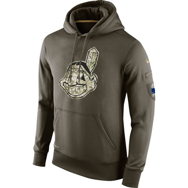 Cleveland Indians Olive Salute To Service Pullover Hoodie