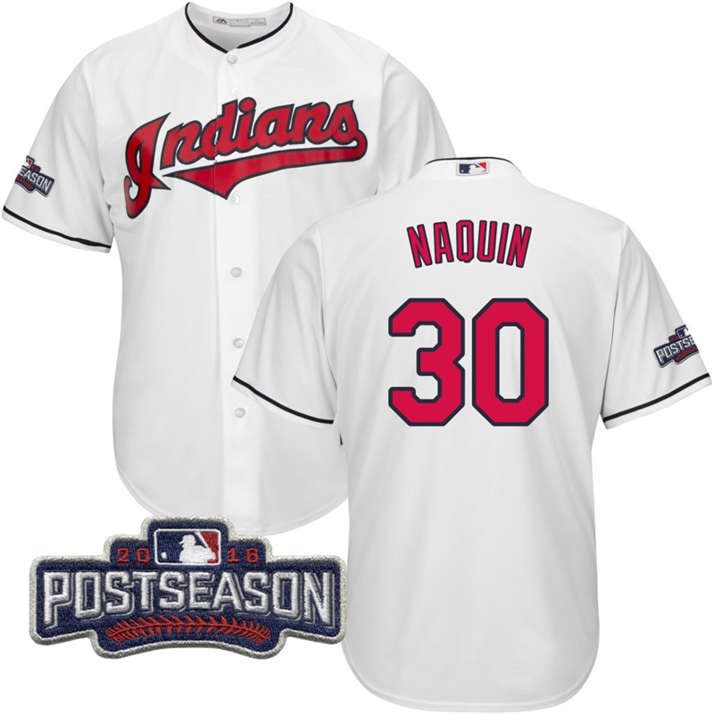 Cleveland Indians Tyler Naquin #30 AL Central Division Champions White 2016 Postseason Patch Cool Base Jersey