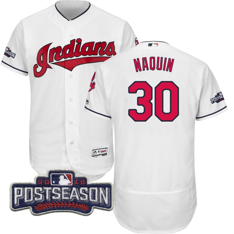 Cleveland Indians Tyler Naquin #30 AL Central Champions White 2016 Postseason Patch Flex Base Jersey