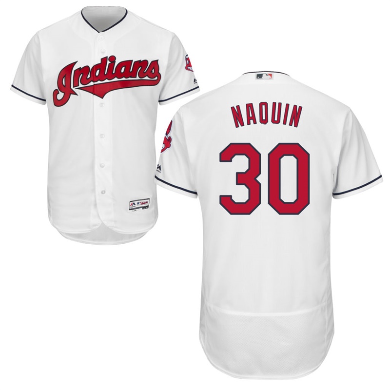 Cleveland Indians Tyler Naquin #30 Home White Authentic Collection Flex Base Jersey