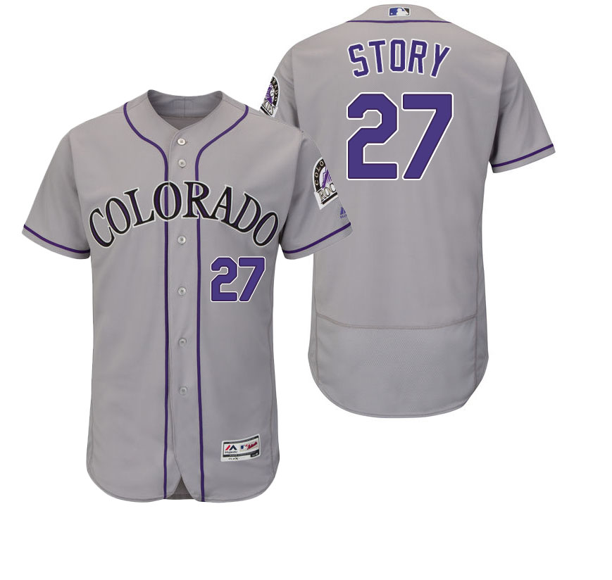 Colorado Rockies Trevor Story #27 Gray Authentic Collection Flexbase Jersey