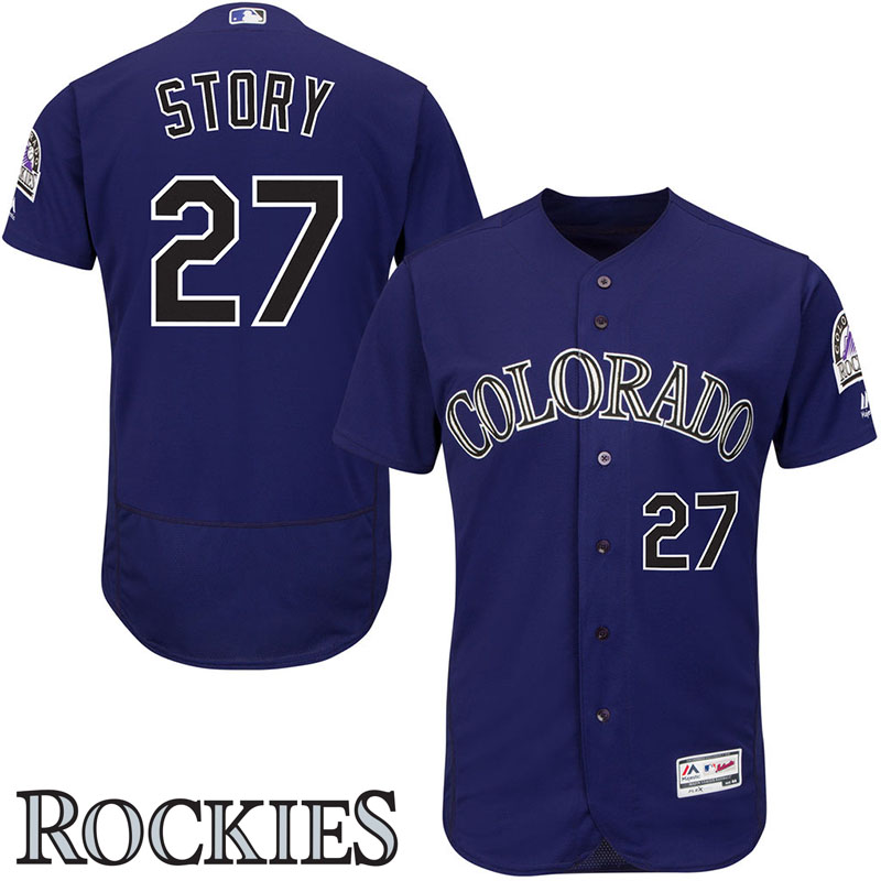 Colorado Rockies #27 Trevor Story Alternate Purple Flex Base Jersey